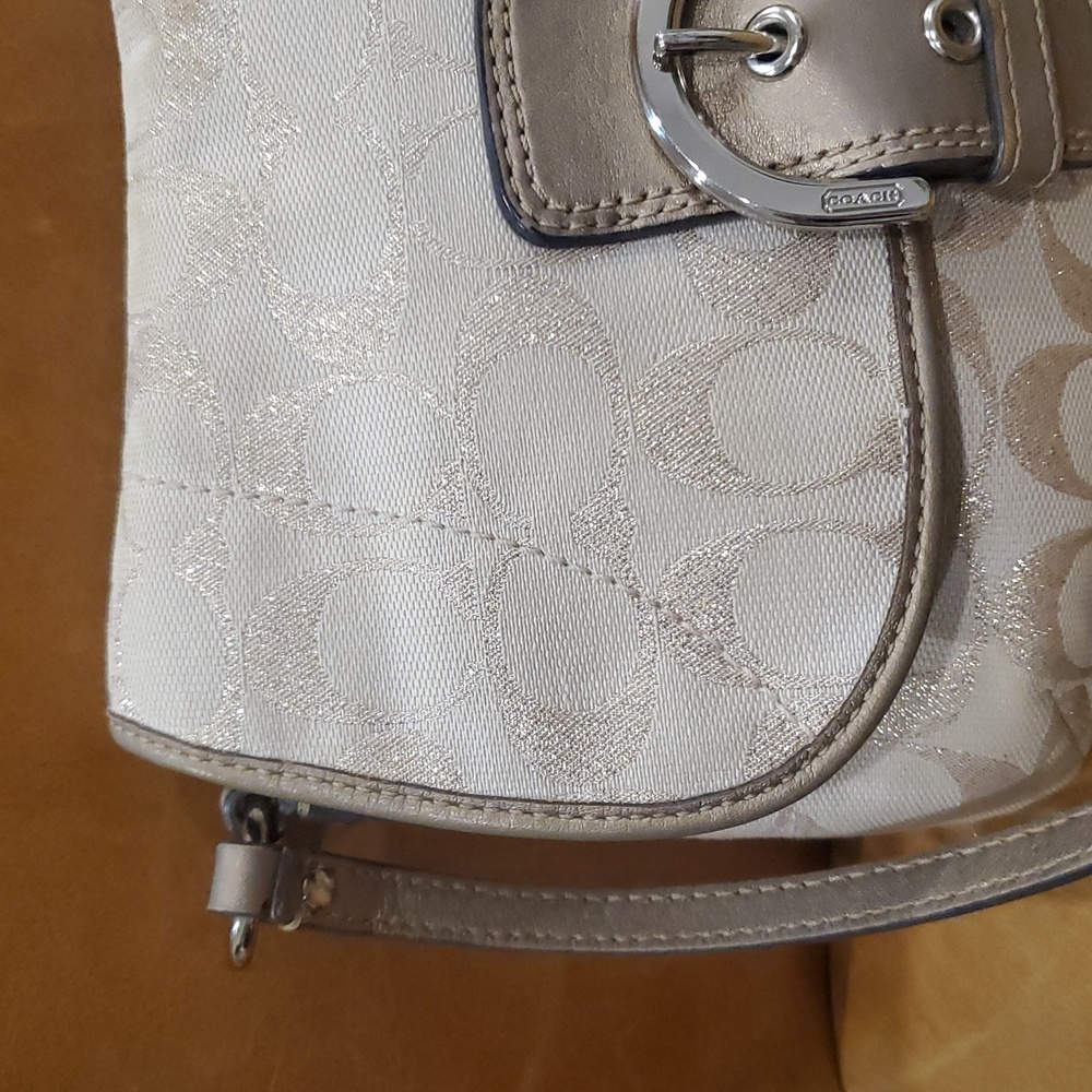 Coach Soho Vintage Canvas & Leather Gold Monogrammed Crossbody Bag - Picture 16 of 17